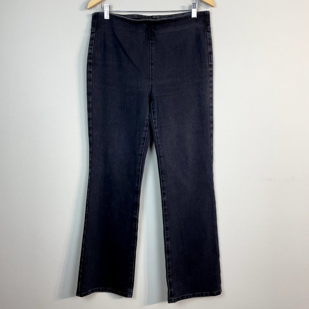 Soft Surroundings Pull On Jeans Medium Black High Rise Ultimate Bootcut Denim